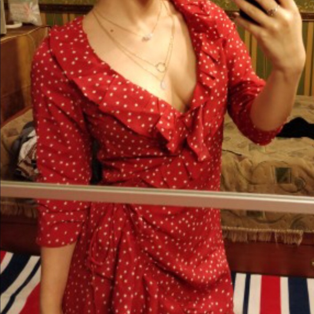 Red stars wrap dress